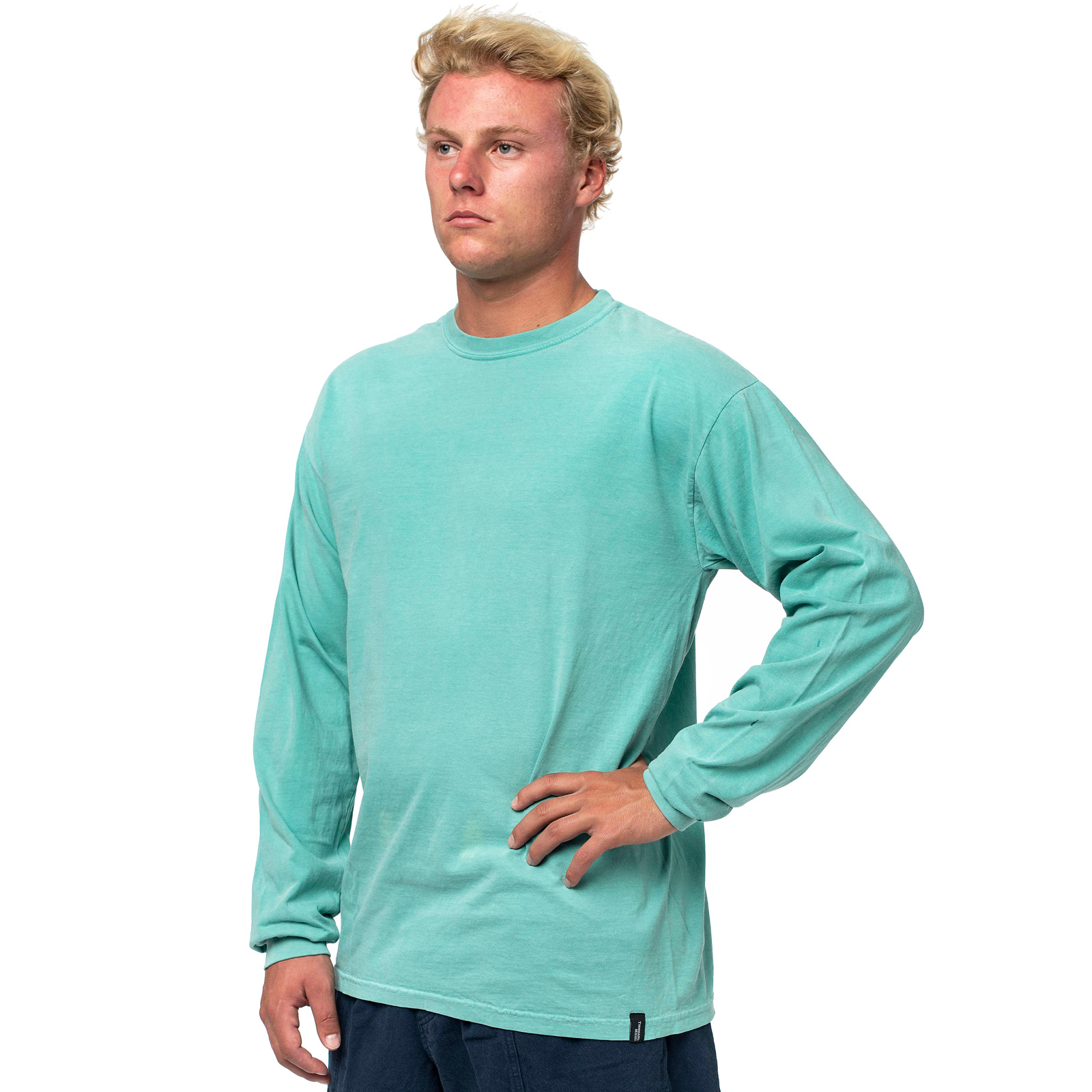 Mens Long Sleeve Cotton Crew Tee - Made in USA